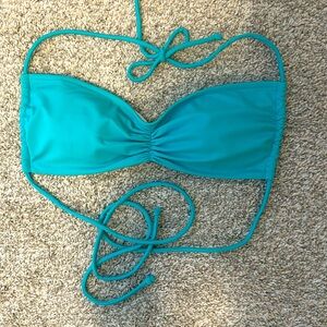 Teal tie bikini top